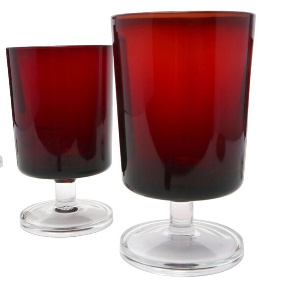 Vintage 70s Cristal D'Arques of France Cavalier Wine Goblets Glasses Ruby Red x5 - Picture 3 of 13